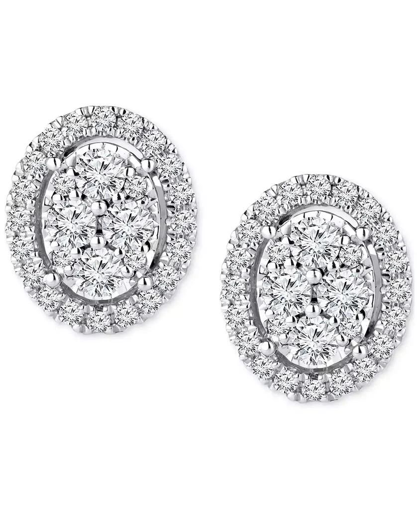 TruMiracle TruMiracle™ Diamond Halo Oval Cluster Halo Stud Earrings (1/3 ct. t.w.) in 14k White Gold 3