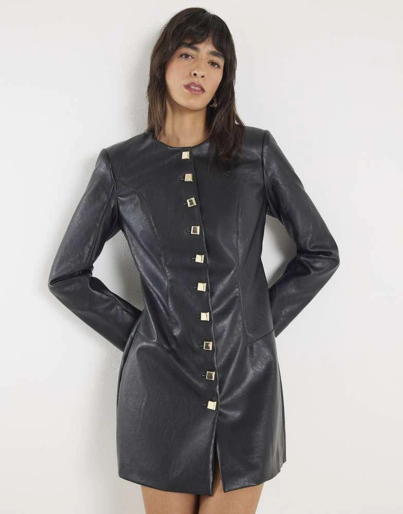 River Island River Island Faux leather long sleeve mini dress in black -  Dresses & Skirts - Compare Prices from 7+ Stores - Free Shipping -  BeyondStyle