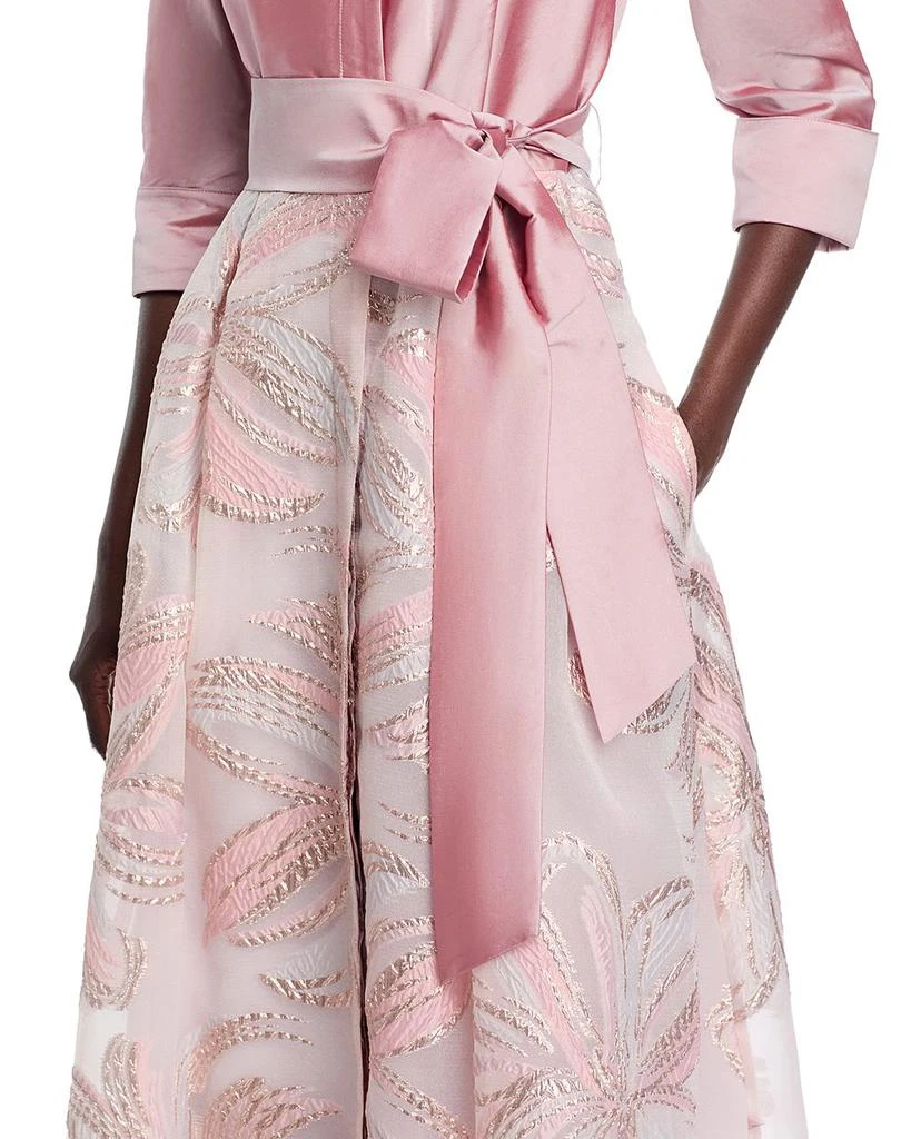 Teri Jon Taffeta Metallic Tie Waist Shirt Dress Gown - Shirts - Free  Shipping - BeyondStyle
