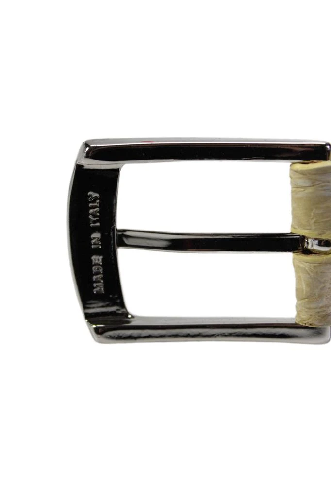 Tardini Mens American Alligator Silver-Toned Frame Buckle Belt Beige 4