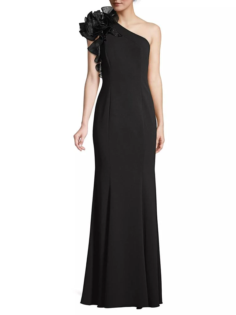 Aidan Mattox Organza Ruffle One-Shoulder Gown 3