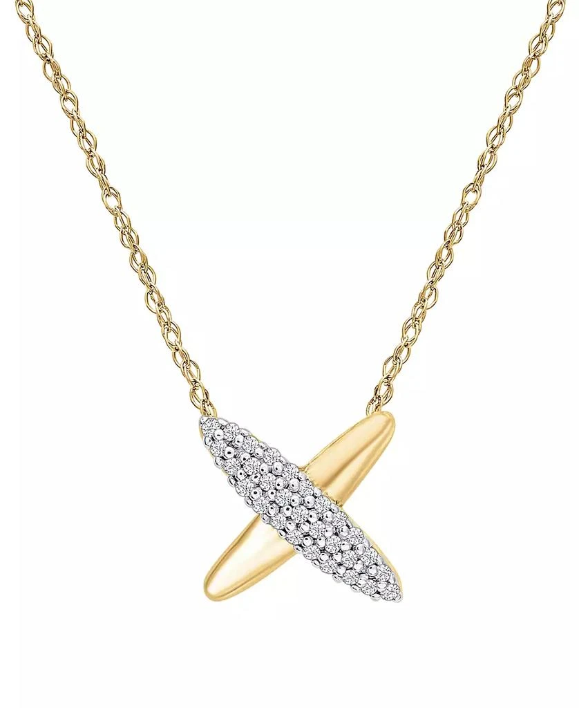 Wrapped Diamond X Shape Necklace (1/10 ct. t.w.) in 10k Yellow Gold