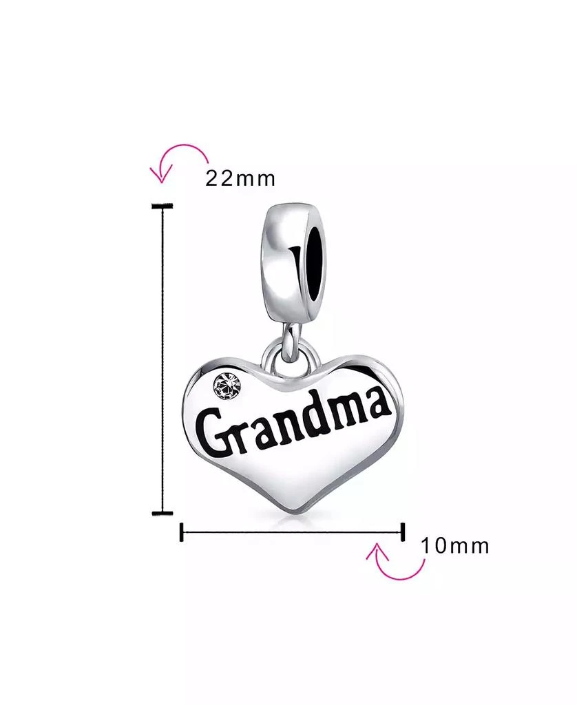 Bling Jewelry BFF Grandmother Word Heart Crystal Bead Charm .925 Sterling Silver 3