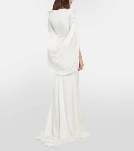Alex Perry Bridal Portrait cape-detail satin gown 3