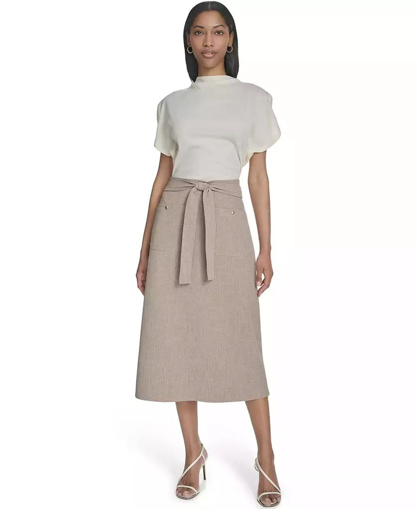 HALSTON Women's Tie-Waist Patch-Pocket Midi Skirt 4