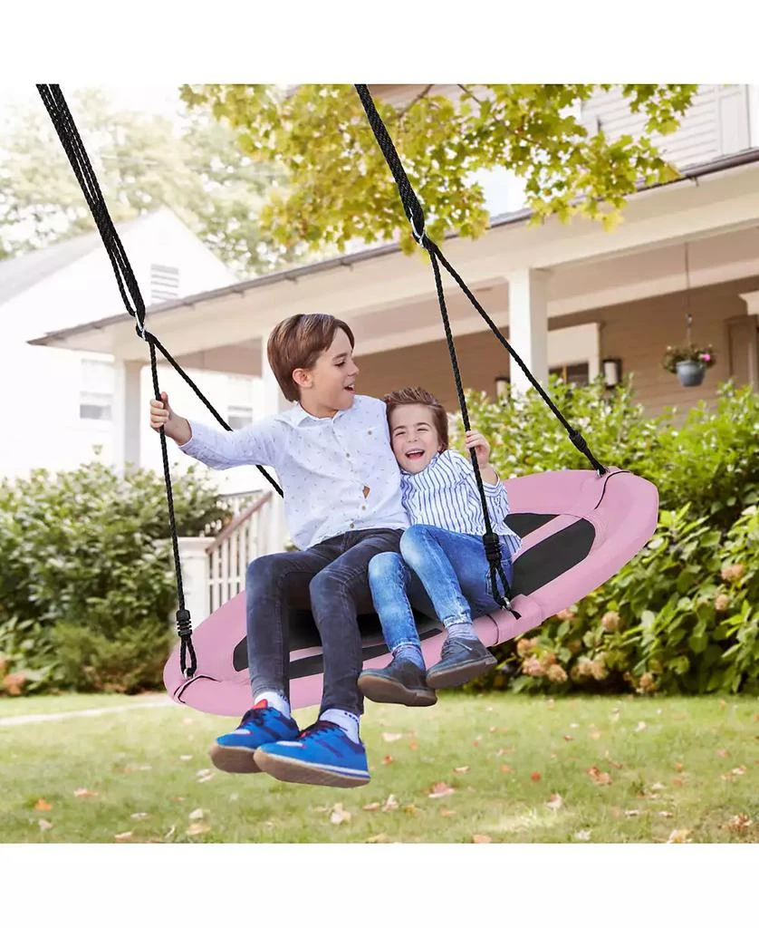 HONGGE 40 Inches Saucer Tree Swing Round with Adjustable Ropes and Carabiners 7