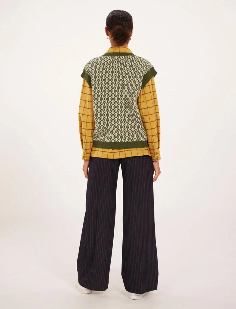 INES DE LA FRESSANGE Hailey ecru/khaki wool sweater 4