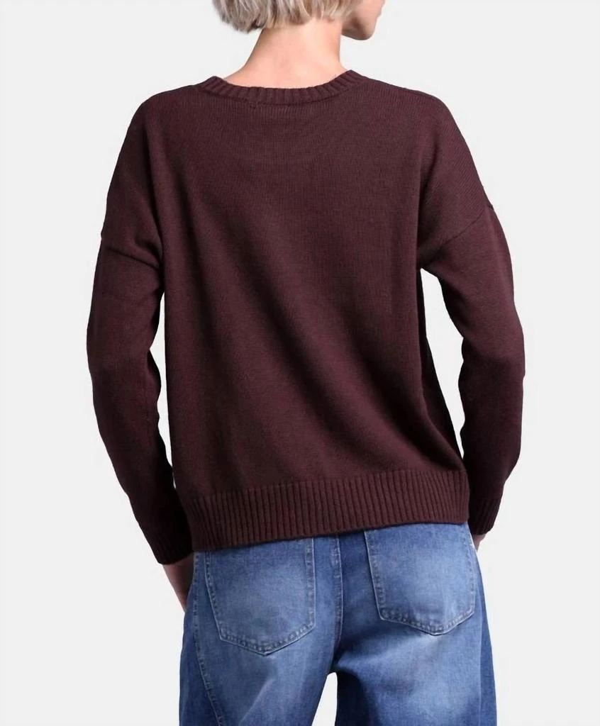 Minnie Rose Cotton Cashmere Boxy Crew Neck Sweater In Chocolate 3
