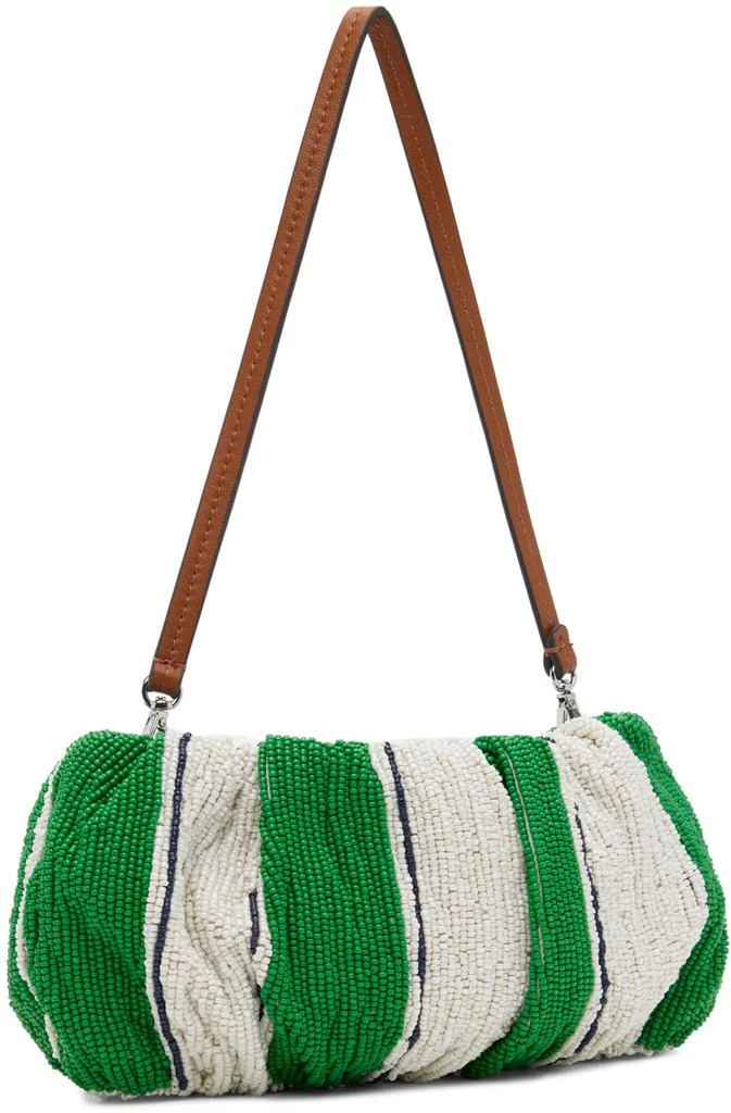 Staud White & Green Beaded Bean Bag 2