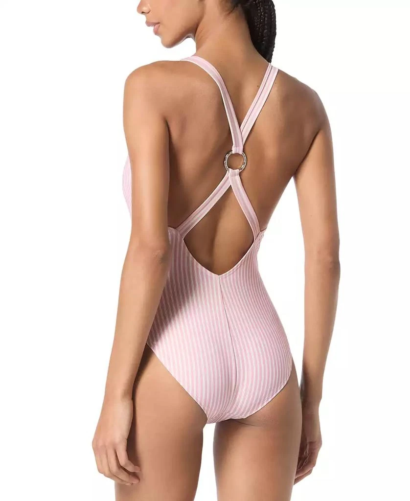Michael Kors Women's Plunging V-Neck Cross-Back One-Piece Swimsuit 2