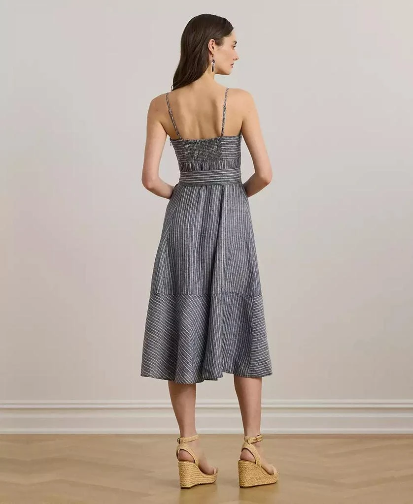 Ralph Lauren Women's Striped Belted Linen Sleeveless Dress 2