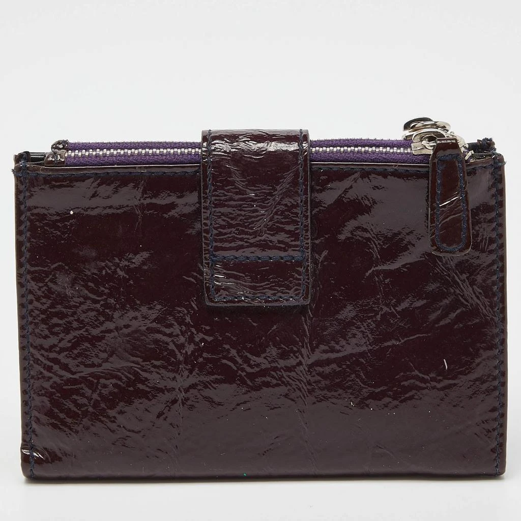 Dolce & Gabbana D&g Plum Patent Leather Double Zip Bifold Flap Wallet 4