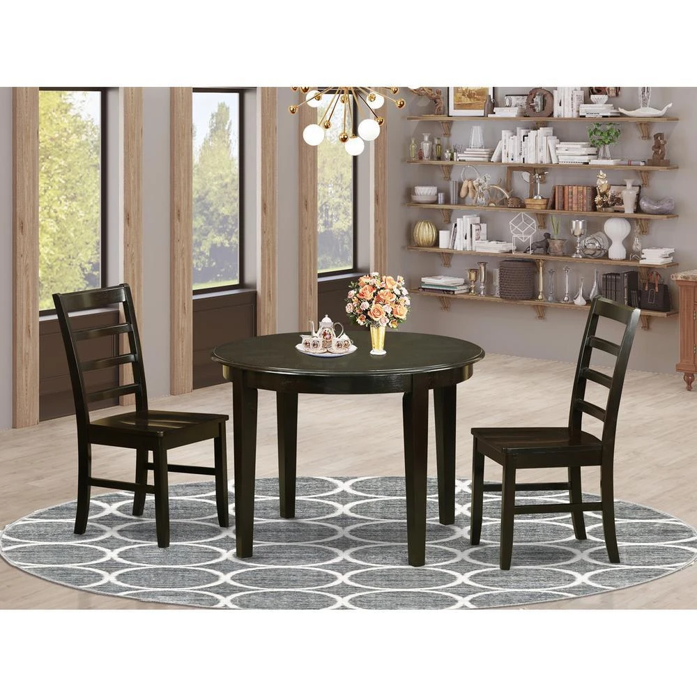 East West Furniture 3 Pc small Kitchen Table and Chairs set-Table and 2 Wood Dining Chairs