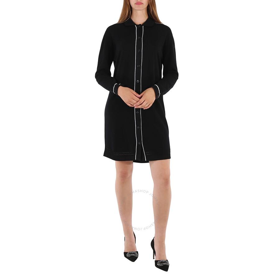 Barrie Ladies Contrast-trimmed Cashmere and Cotton Shirt Dress