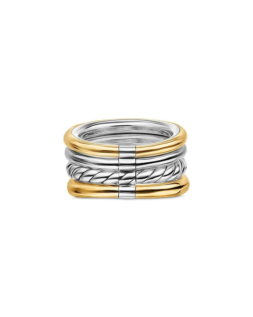 David Yurman DY Mercer® Four Row Stone Ring in Sterling Silver with 18K Yellow Gold, Sky Blue Topaz and Diamonds, 14mm 5