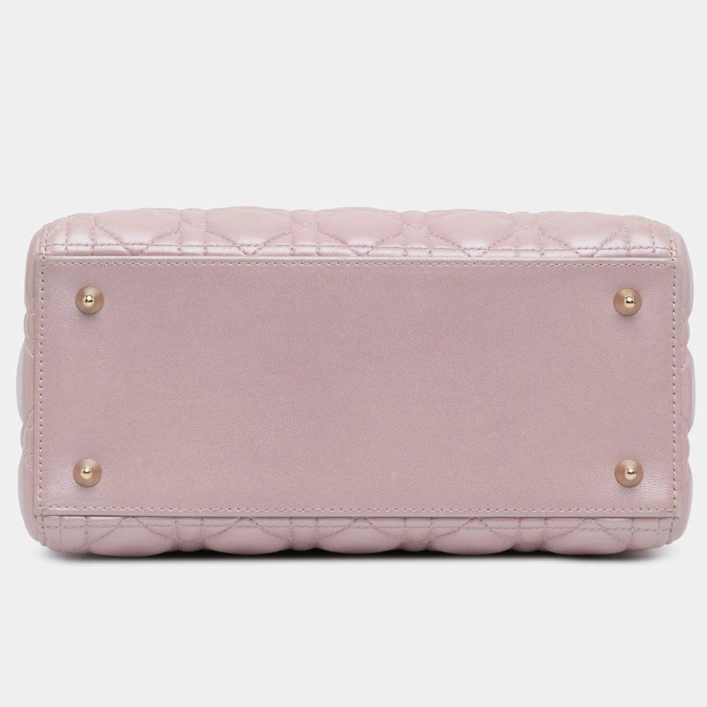 Dior Dior Pink Pearlescent Lambskin Medium Cannage Lady Dior Tote Bag 3