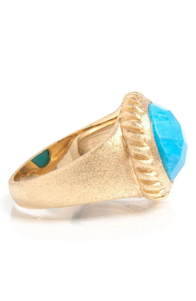 Rivka Friedman 18K Yellow Gold Plated Twisted Bezel Oval Faceted Magnesite Satin Ring 2