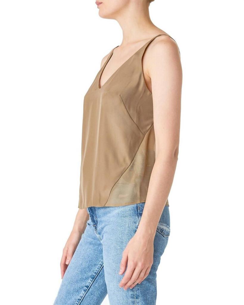 J Brand J Brand - Lucy Silk Cami Taupe Lalia V Neck Strappy Tank Top