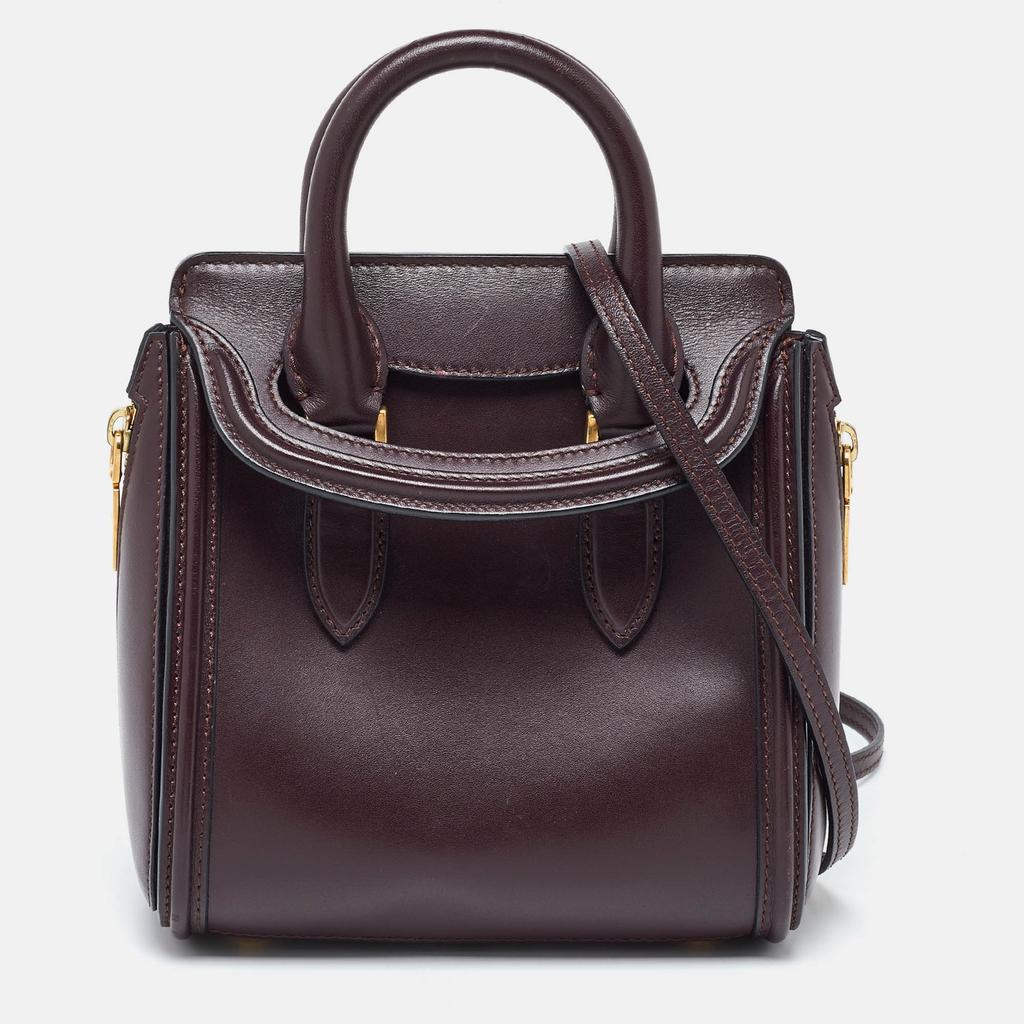 Alexander McQueen Alexander McQueen Dark Burgundy Leather Mini Heroine Satchel