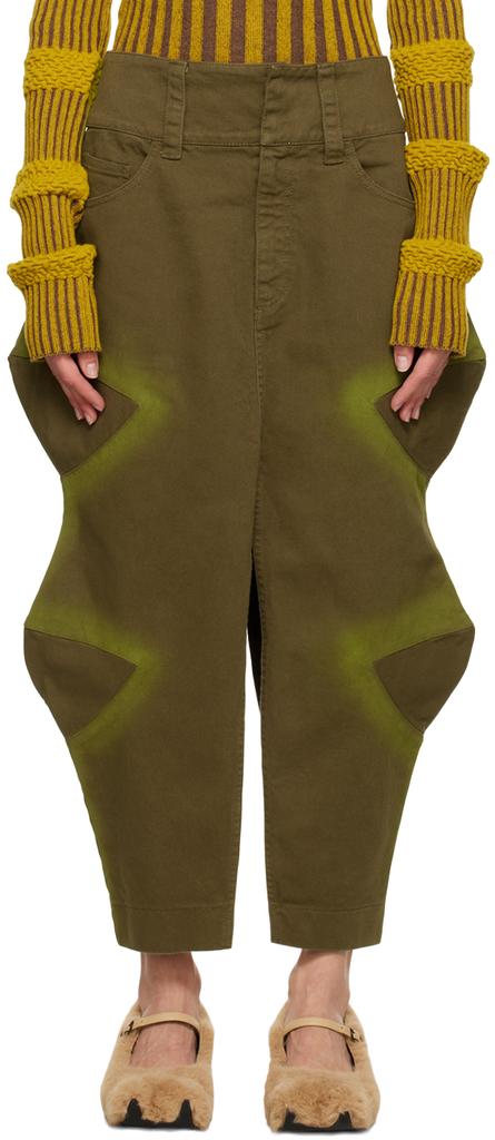 Paula Canovas Del Vas Khaki Spray Paint Maxi Skirt