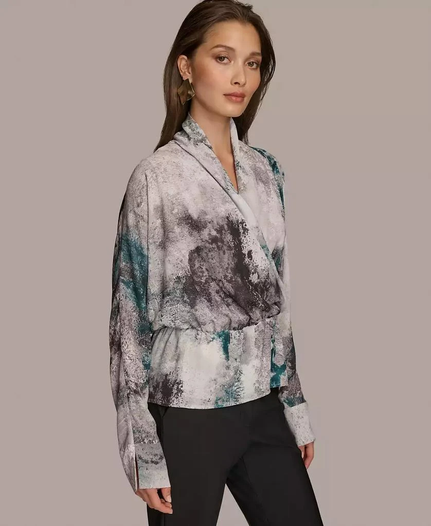 Donna Karan Donna Karan Women's Printed Faux-Wrap Long-Sleeve Top 3