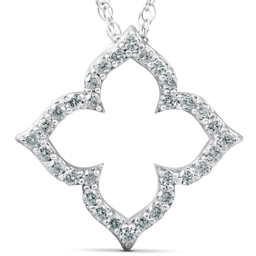 Pompeii3 1/3 Ct Diamond Floral Designer Pendant 14k White Gold