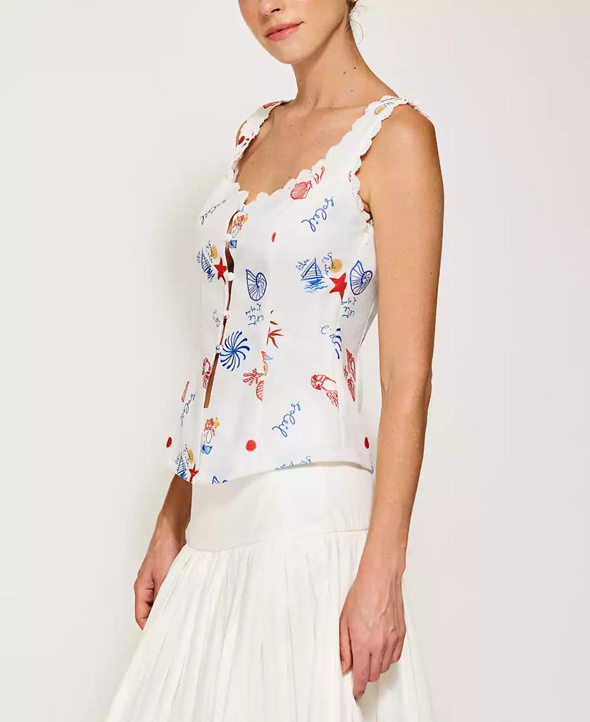 Line & Dot Women's Reeta Square-Neck Top Button-Front Top