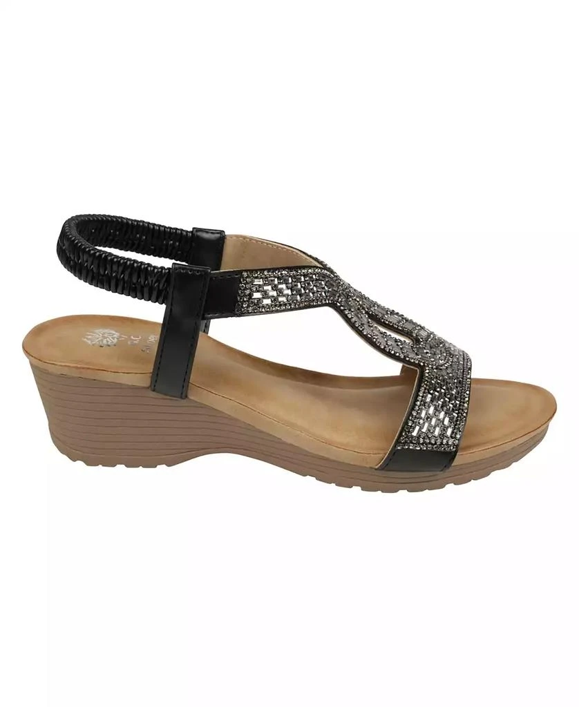 GC Shoes Women's Celestia Embellished Cut Out Slingback Wedge Sandals 2