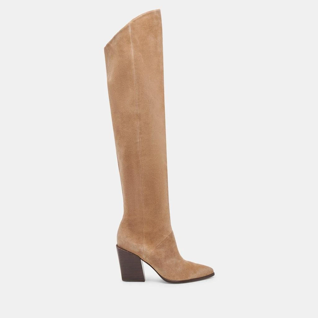 Dolce Vita Lupin Wide Calf Boots Mushroom Suede 1