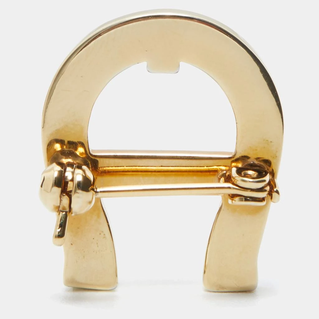 Aigner Aigner Gold Tone Crystal Logo Pin Brooch 2