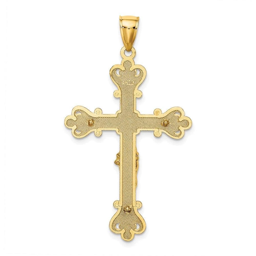 Diamond2Deal 14k Yellow Gold Textured Crucifix Charm Pendant 4