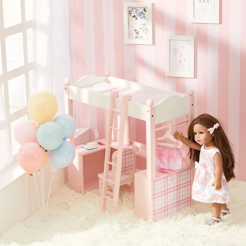 Teamson Sophia’s Loft Bed, Desk, Chair, & Accessories for 18" Dolls, Pink 2