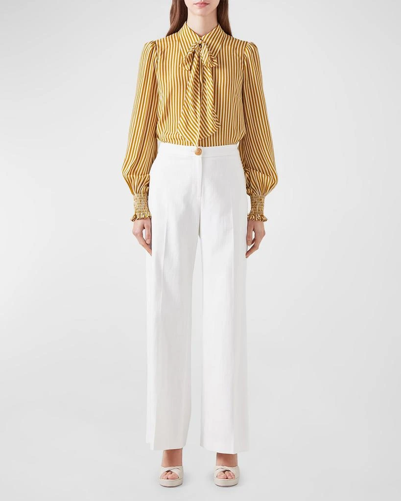 LK Bennett Emilia Striped Tie-Neck Blouse 2