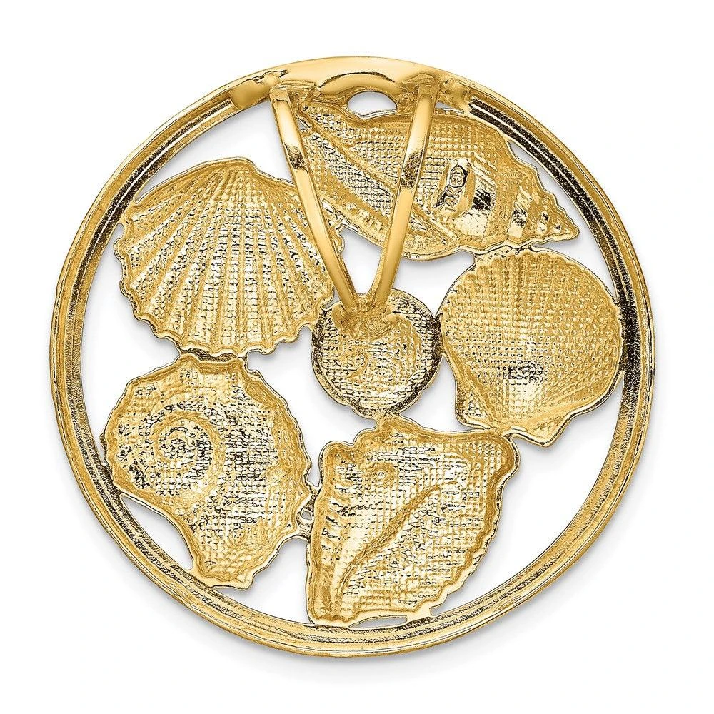 Diamond2Deal 14k Yellow Gold with White Rhodium Shell Cluster in Circle Slide 4