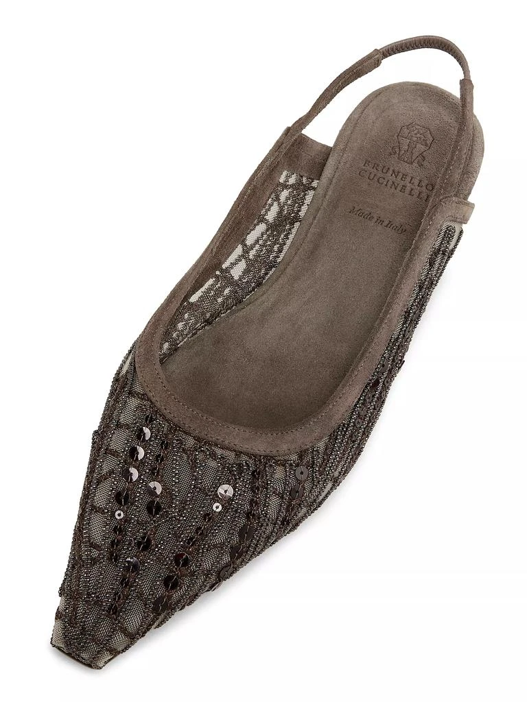 Brunello Cucinelli Monili & Sequin- Embellished Slingback Ballet Flats 4