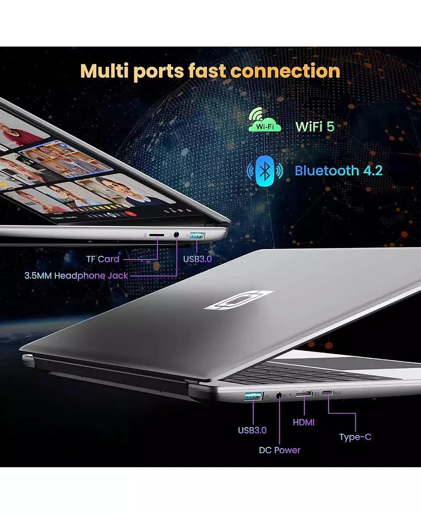 KUU Laptop, 12GB RAM 640GB ROM, Office 365-1 Year 5305U Processor, 15.6 Inch Computer, FHD IPS Screen, 38Wh Battery, 2 Stereo Speakers, USB3.0  2, HDMI 7