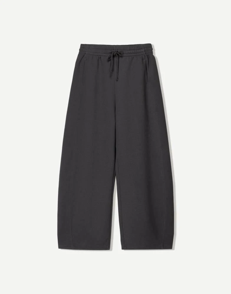Bershka Bershka plush barrel trousers in charcoal 1
