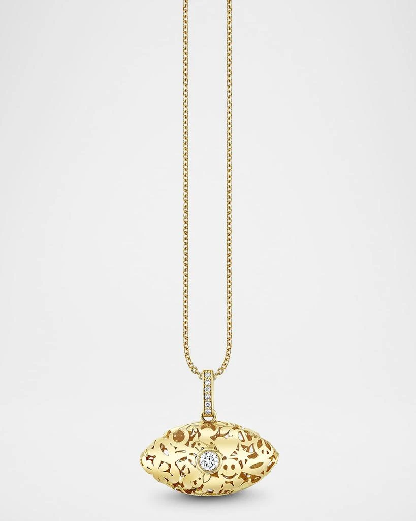 Sydney Evan 14K Icon Wallpaper Marquis Eye Charm on Heavy Tiffany Chain Necklace