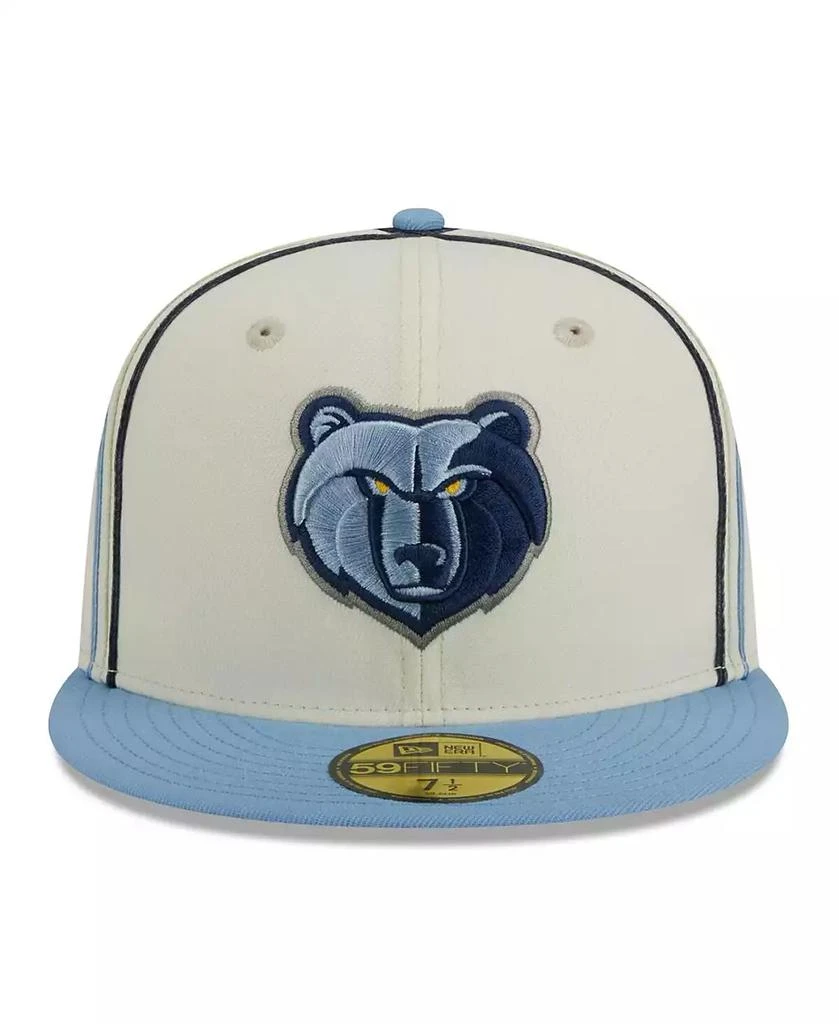 New Era Men's Cream, Light Blue Memphis Grizzlies Piping 2-Tone 59FIFTY Fitted Hat 2