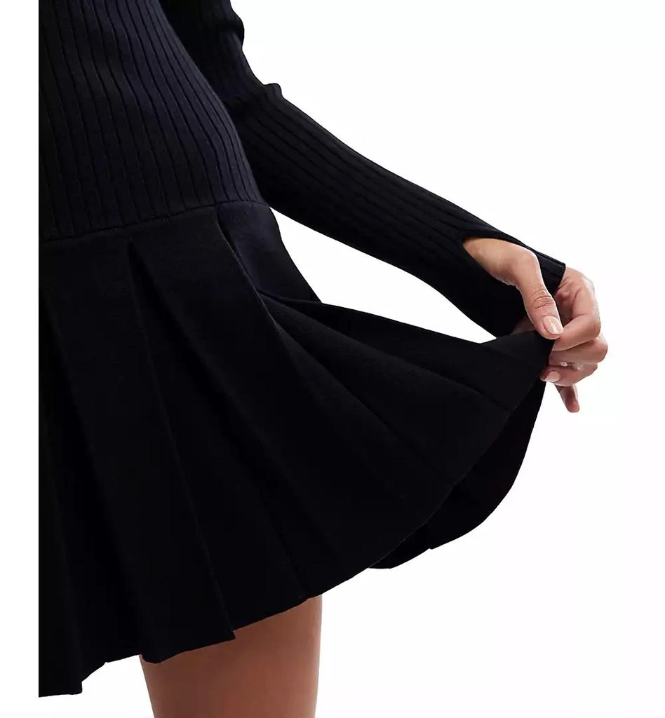 Free People Women's Emmy Ribbed Knit Pleated A-Line Mini Dress 4