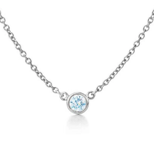 Suzy Levian 14k White Gold 0.25 ct TDW Diamond Solitaire Necklace 2