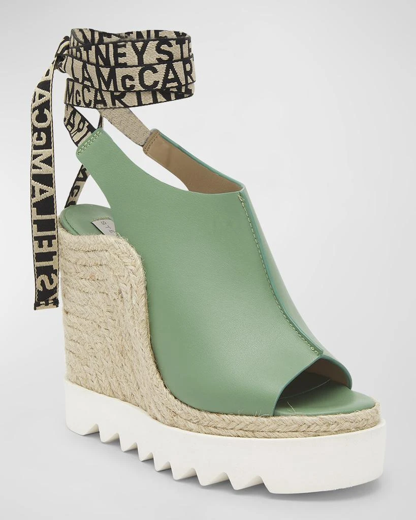 Stella McCartney Gaia Web Ankle-Wrap Espadrille Wedges 3