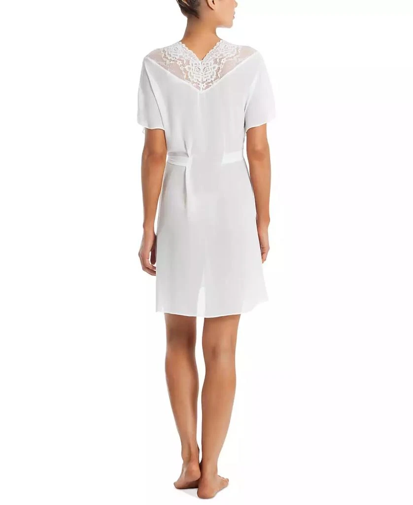 Linea Donatella Women's Lace-Trim Satin Wrap Robe 2