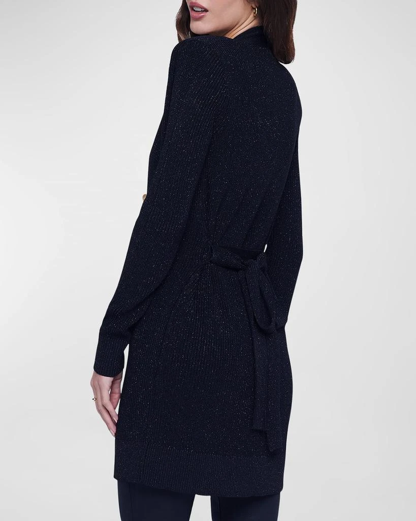 L'Agence Noe Double-Breasted Metallic-Knit Cardigan 5