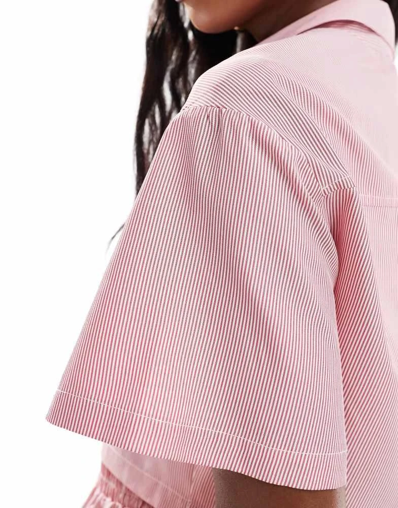 Extro & Vert Extro & Vert pinstripe shirt co-ord in red 2