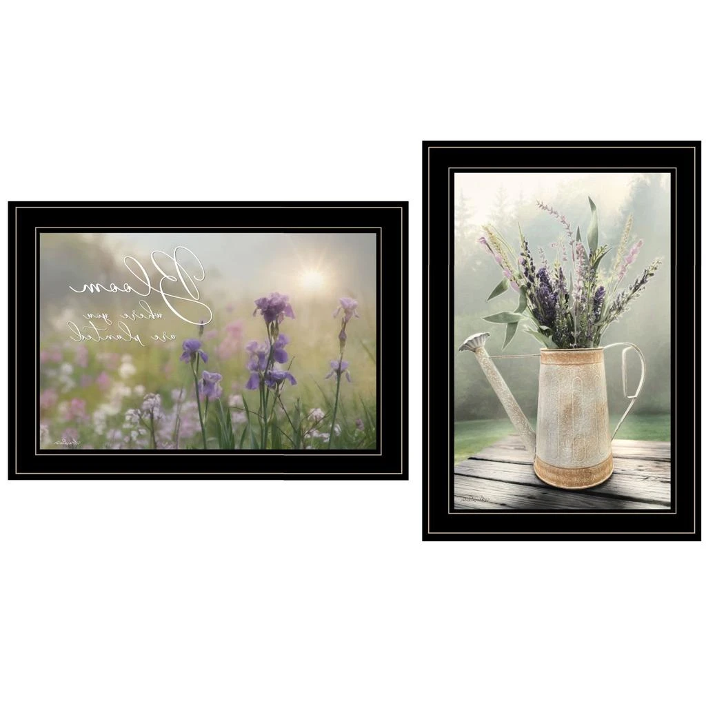 Hivvago Set Of Two Bloom Where You are Planted 2 Black Framed Print Wall Art 4