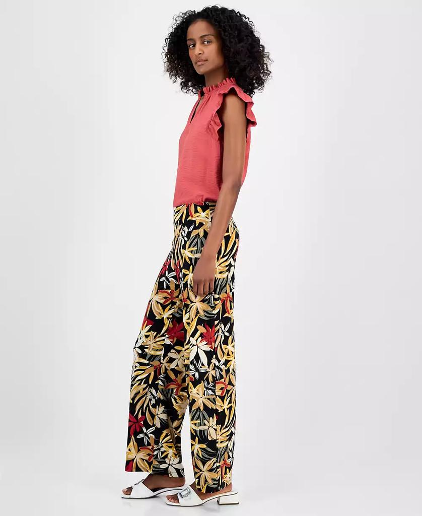 Anne Klein Petite Printed High-Rise Pull-On Pants