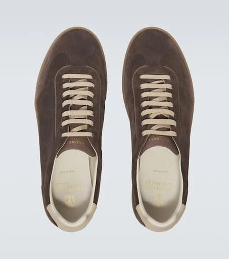 Brunello Cucinelli Leather-trimmed suede sneakers 4
