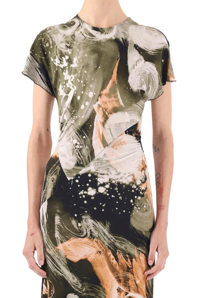 Jason Wu BRUSHSTROKE PRINTED JERSEY CAP SLEEVE MIDI DRESS 4