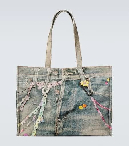 Acne Studios Logo trompe l'œil canvas tote bag 1